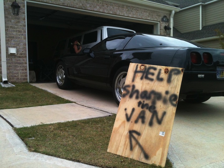 Sharpie art on a white Volkswagen van