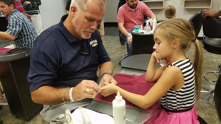 Father Does Manicure For His Girl