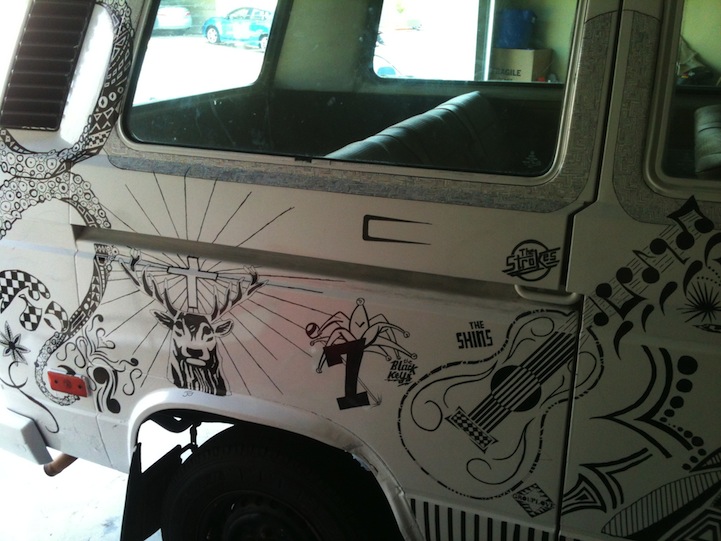 Volkswagen van covered in sharpie paint
