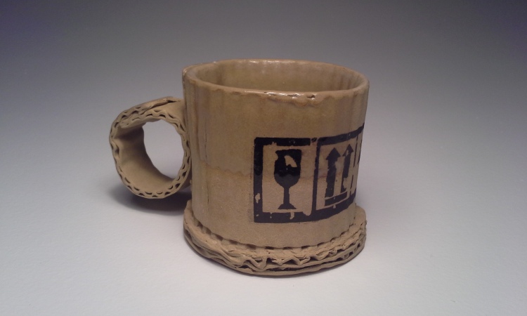 Thick Ridged Cardboard Transformed Into Ceramic Mug