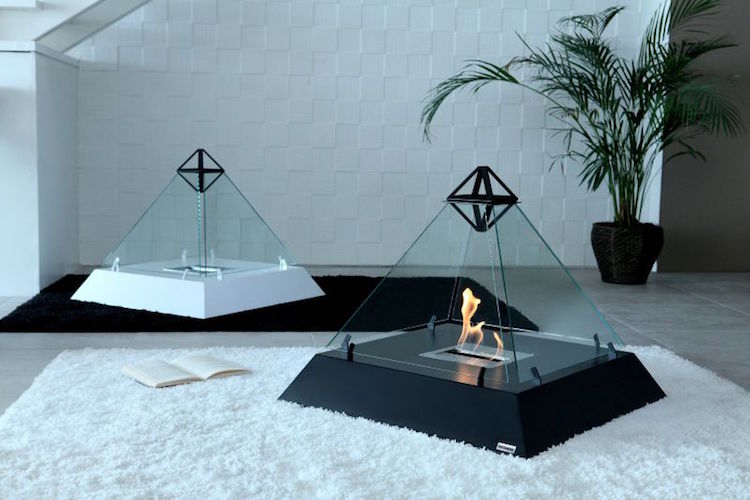 Portable Fireplace With Sleek Design In Black And White
