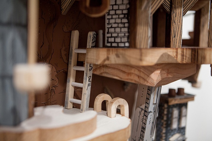 luke o'sullivan carved architecture architectural sculpture cool shelter art carving woodwork drawing