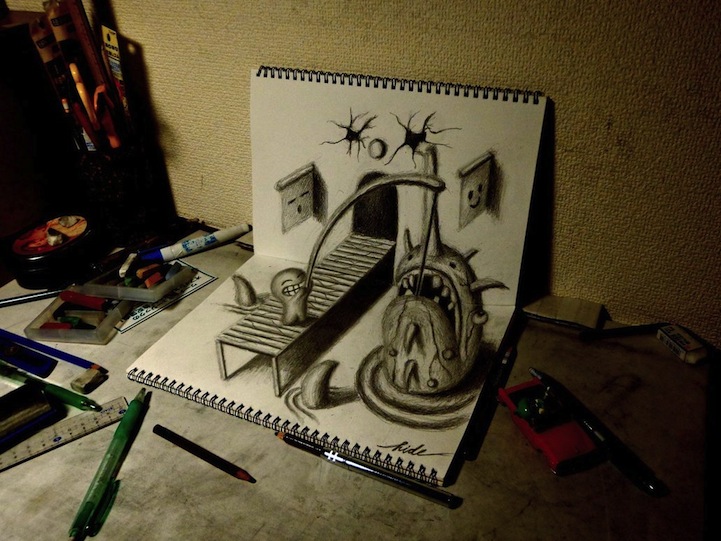 New 3D Anamorphic Illustrations By Nagai Hideyuki