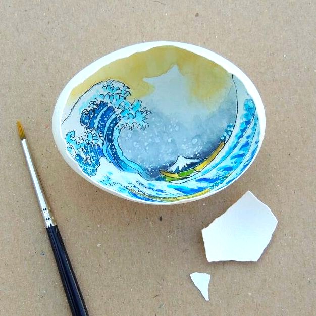 sreyya noyan the wave eggshell art eggshell painting egg art