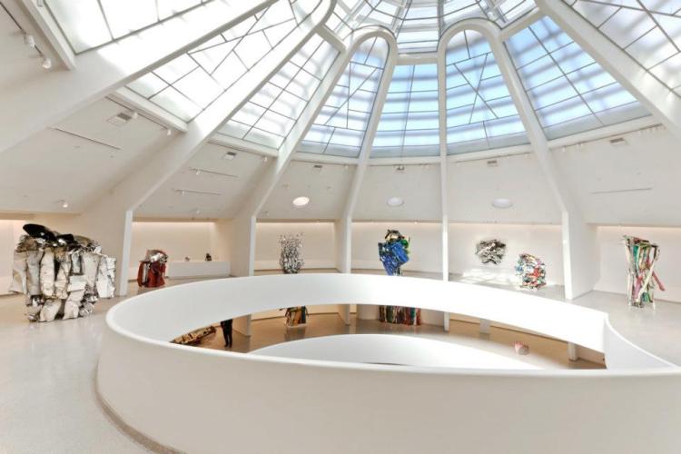 john chamberlain crushed car parts art guggenheim sculpture car art retrospective choices