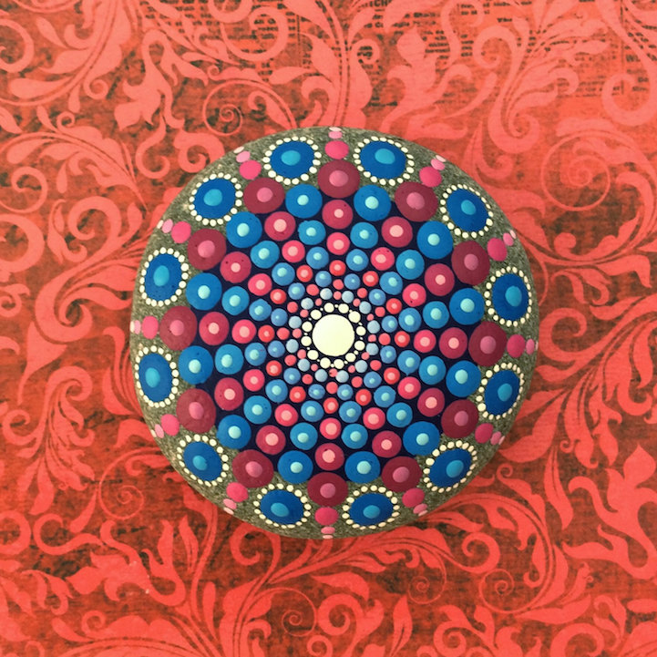 Dazzling Ocean Stones Meticulously Covered in Colorful Tiny Dots