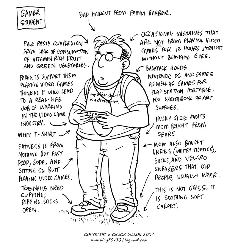 chuck dillon types of art school students funny illustration