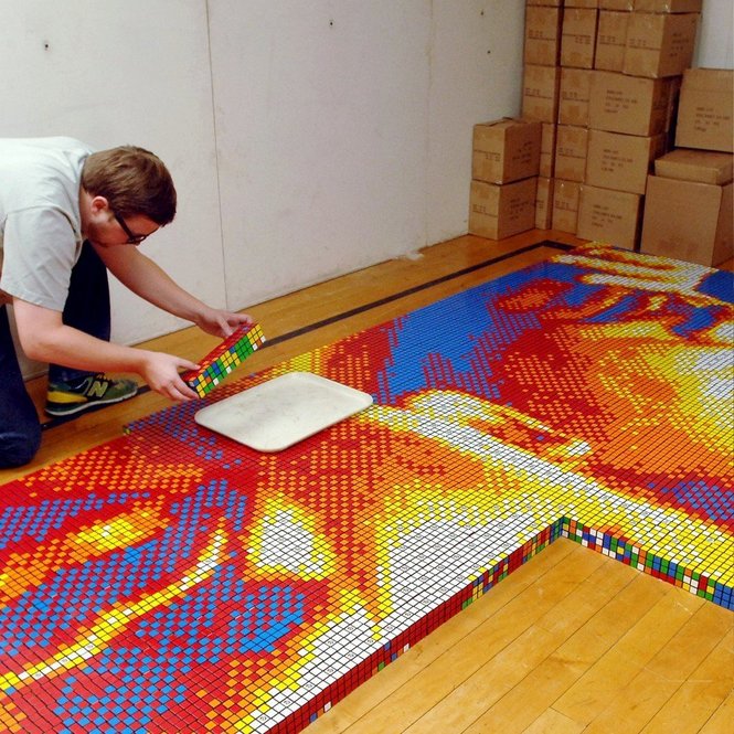 Martin Luther King Jr. made of 4,242 Rubik's Cubes by Pete Fecteau Martin Luther King Jr. made of 4,242 Rubik's Cubes by Pete Fecteau