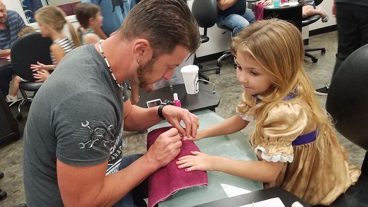 SIngle Dad Polishes Daughter's Nails.