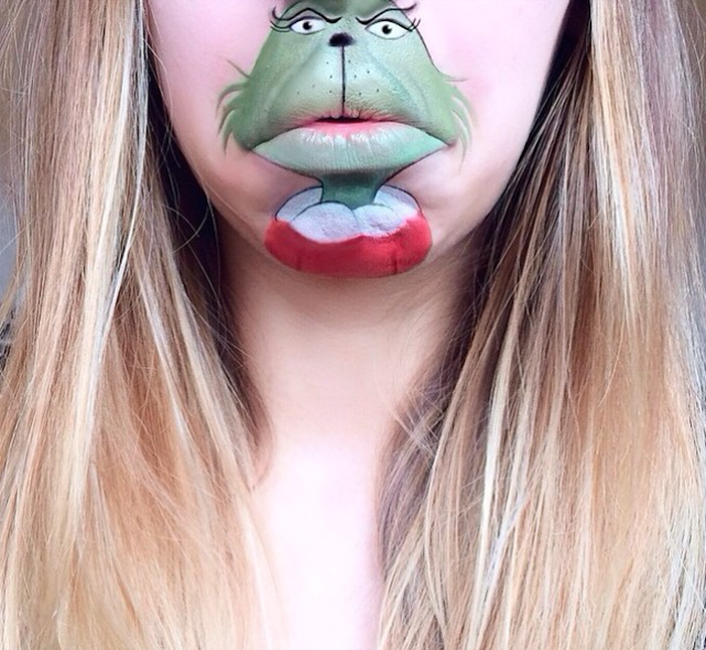 grinch laura jenkinson lip art cartoon character makeup mouth lipstick