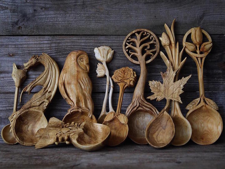Intricately HardCarved Wooden Spoons Pay Homage to Nature with