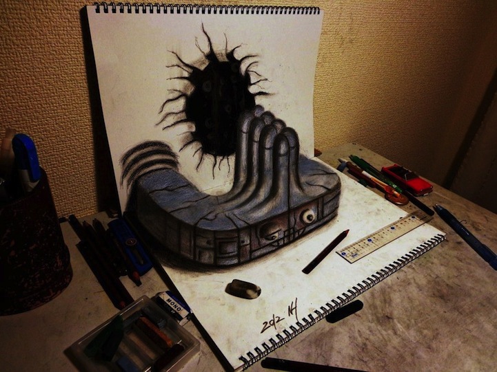 New 3D Anamorphic Illustrations By Nagai Hideyuki