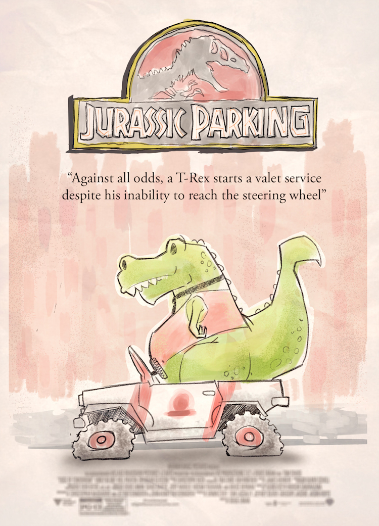 "Jurassic Park" into "Jurassic Parking" / movie posters by shifter2000