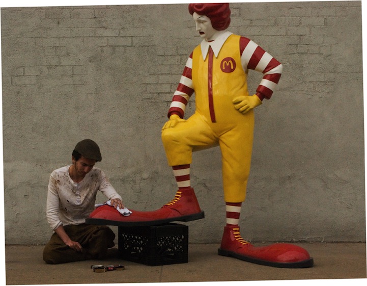 McJesus sculpture of Ronald McDonald as crucifix 