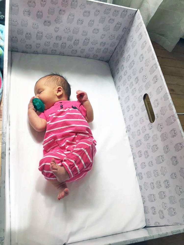 The Baby Box Transforms Into Sleeping Cot For Newborn
