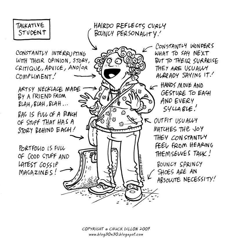 chuck dillon types of art school students funny illustration