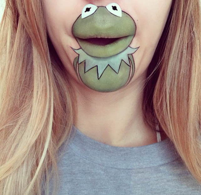 kermit the frog laura jenkinson lip art cartoon character makeup mouth lipstick