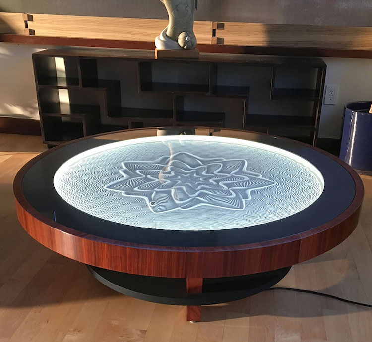New Kinetic Art Tables Draw Hypnotic Designs in Sand