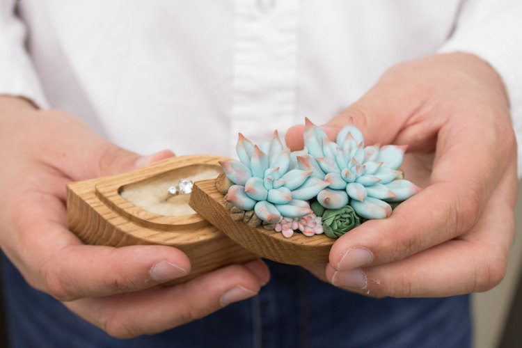 Polymer Clay Succulent Ring Box