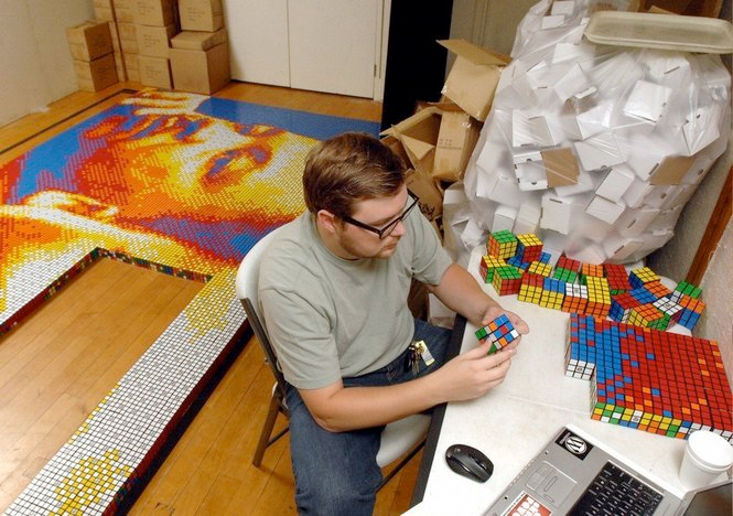 Martin Luther King Jr. made of 4,242 Rubik's Cubes by Pete Fecteau Martin Luther King Jr. made of 4,242 Rubik's Cubes by Pete Fecteau