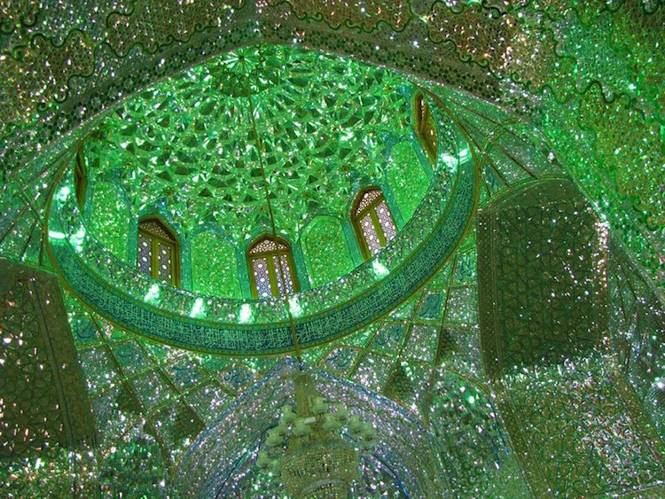 Glittering Glass Covers The Inside Of Mosque