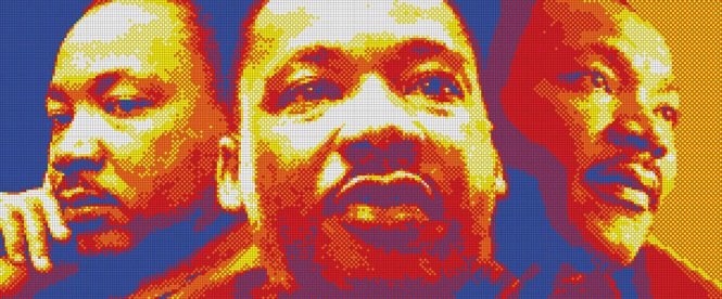 Martin Luther King Jr. made of 4,242 Rubik's Cubes by Pete Fecteau Martin Luther King Jr. made of 4,242 Rubik's Cubes by Pete Fecteau