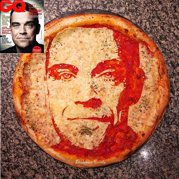 Robbie Williams celebrity pizza portrait